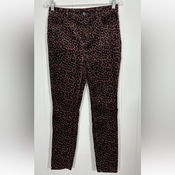 LOFT Size 27/4 Curvy High Waist Skinny Corduroy Pants animal print stretchy - Picture 1 of 13